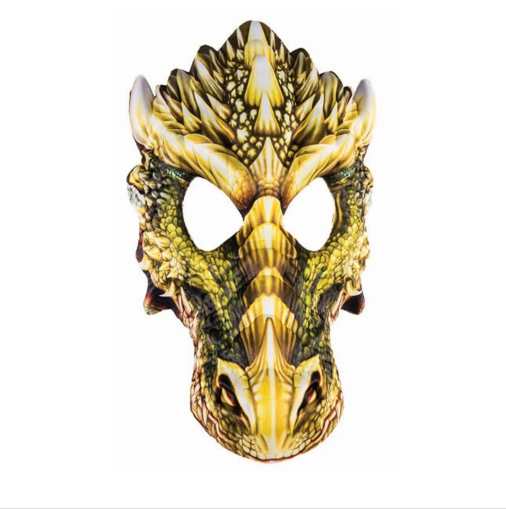 NWT Dragon Half Mask Yellow Green Halloween Costume Cosplay Roleplay Frat Party